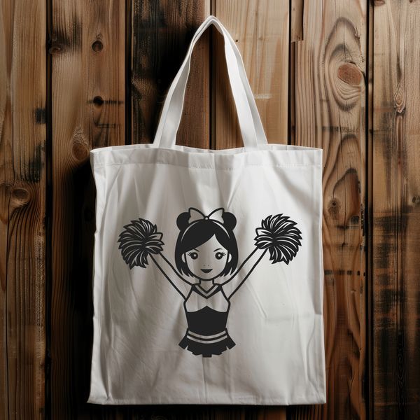 Cheerleader Graphic Design Illustration Illustrated graphic of a young girl wearing a cheerleading uniform and pom-poms.