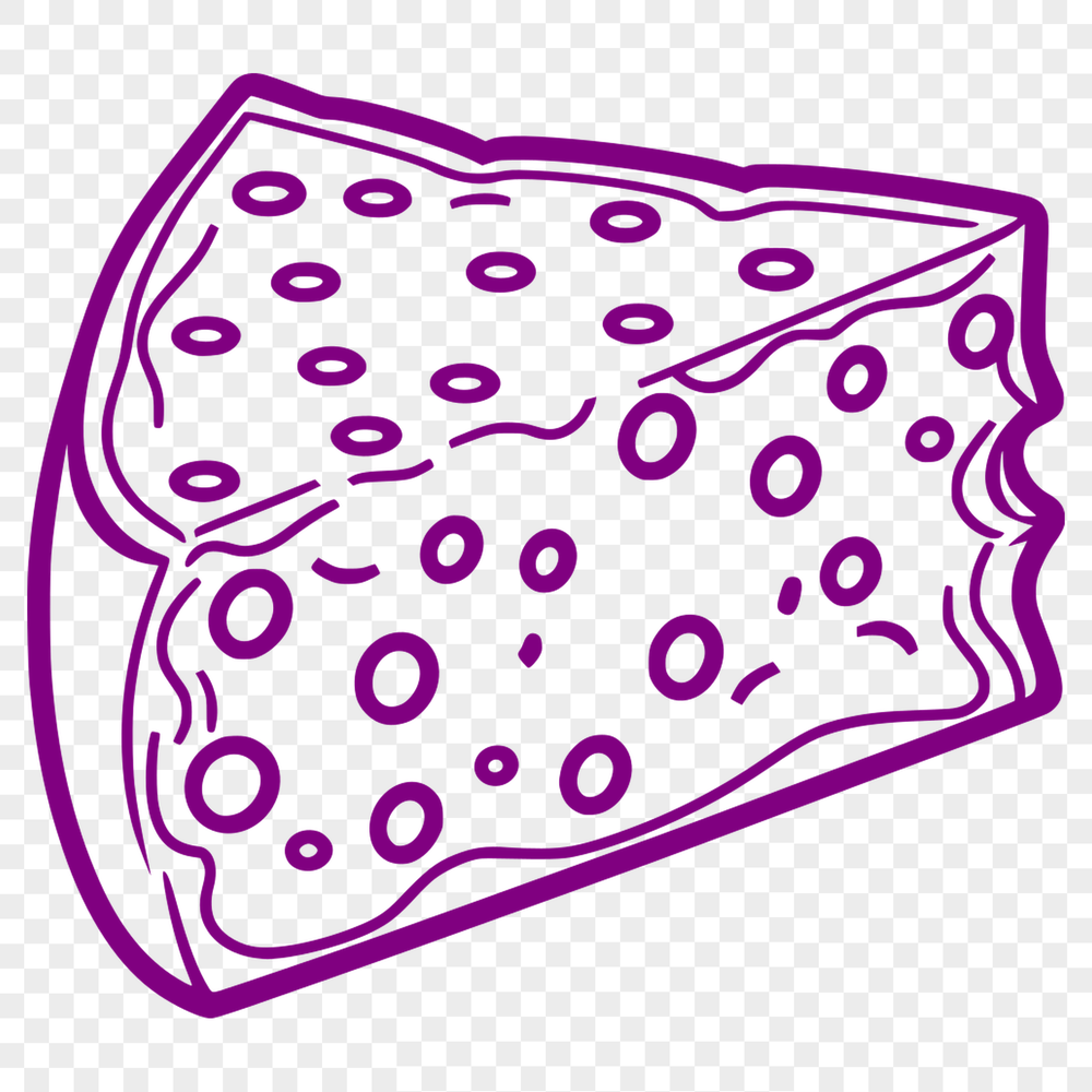 Free SVG Cheese Graphic Design A digital illustration of a wedge of cheese with a flat top and curved sides.