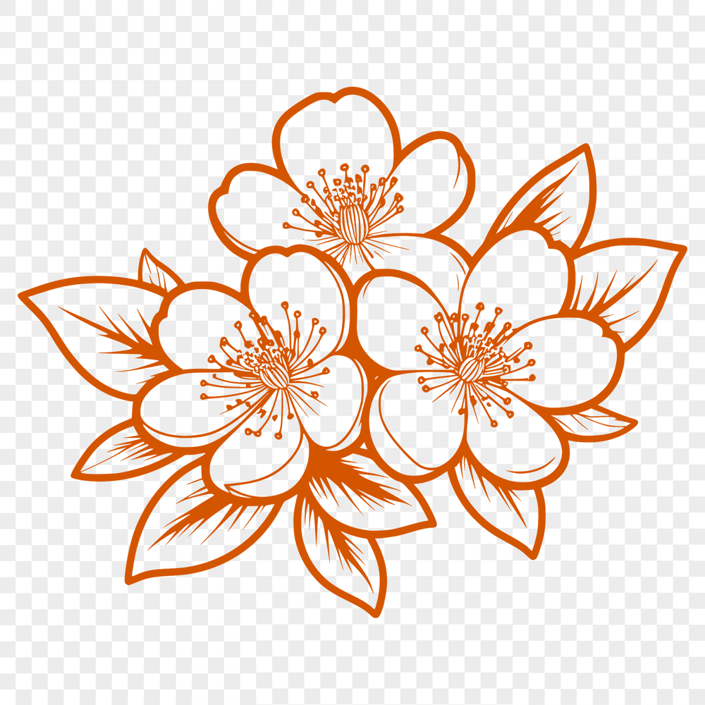 Free SVG Floral Design Element A stylized illustration of a cherry blossom flower in full bloom, suitable for digital design and craft projects.