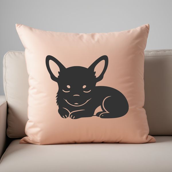 A digital vector illustration of a small Chihuahua breed dog in outline form.