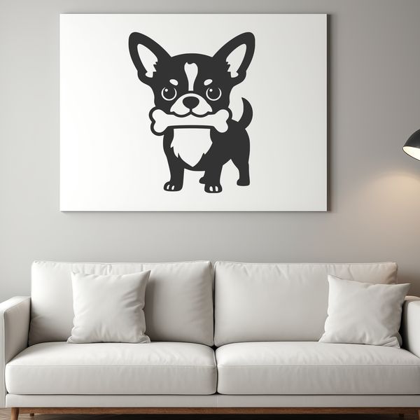 A digital illustration of a small Chihuahua breed dog in vector format.