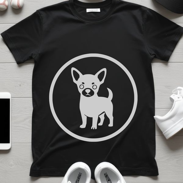 Illustrated vector graphic of a small Chihuahua dog in profile view.