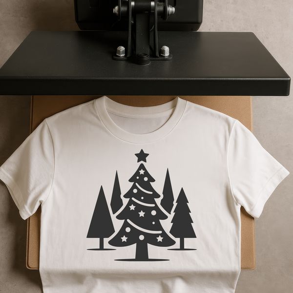 A simple Christmas tree illustration with a minimalist design.