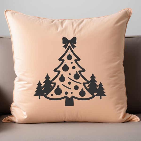 A minimalist illustration of a Christmas tree with ornaments and lights, suitable for commercial or personal use.