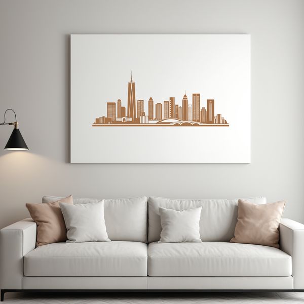 A detailed vector illustration of a bustling city skyline with iconic skyscrapers and urban landscape.