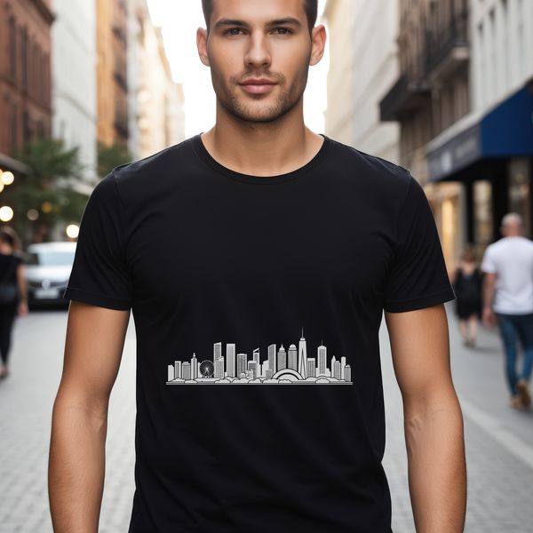 Editable City Skyline Illustration A detailed illustration of a city skyline at sunset, created as an editable SVG file.