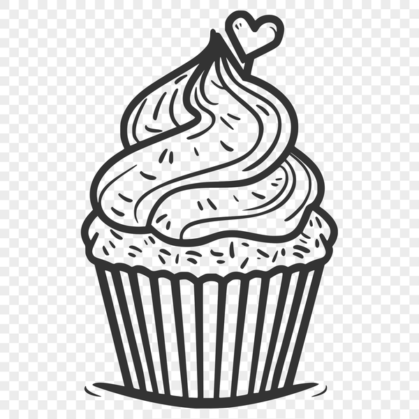 Delightful Cupcake Decoration A digital illustration of a single decorated cupcake with frosting and sprinkles on top.