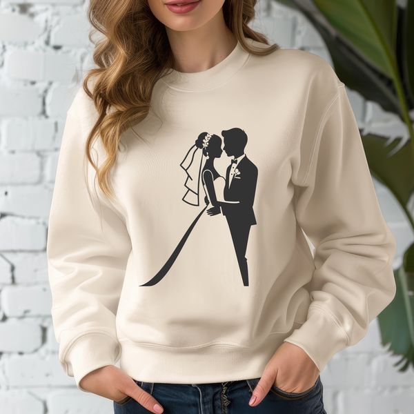 Romantic Outdoor Wedding Illustration A romantic illustration of a bride and groom exchanging vows in a outdoor setting.