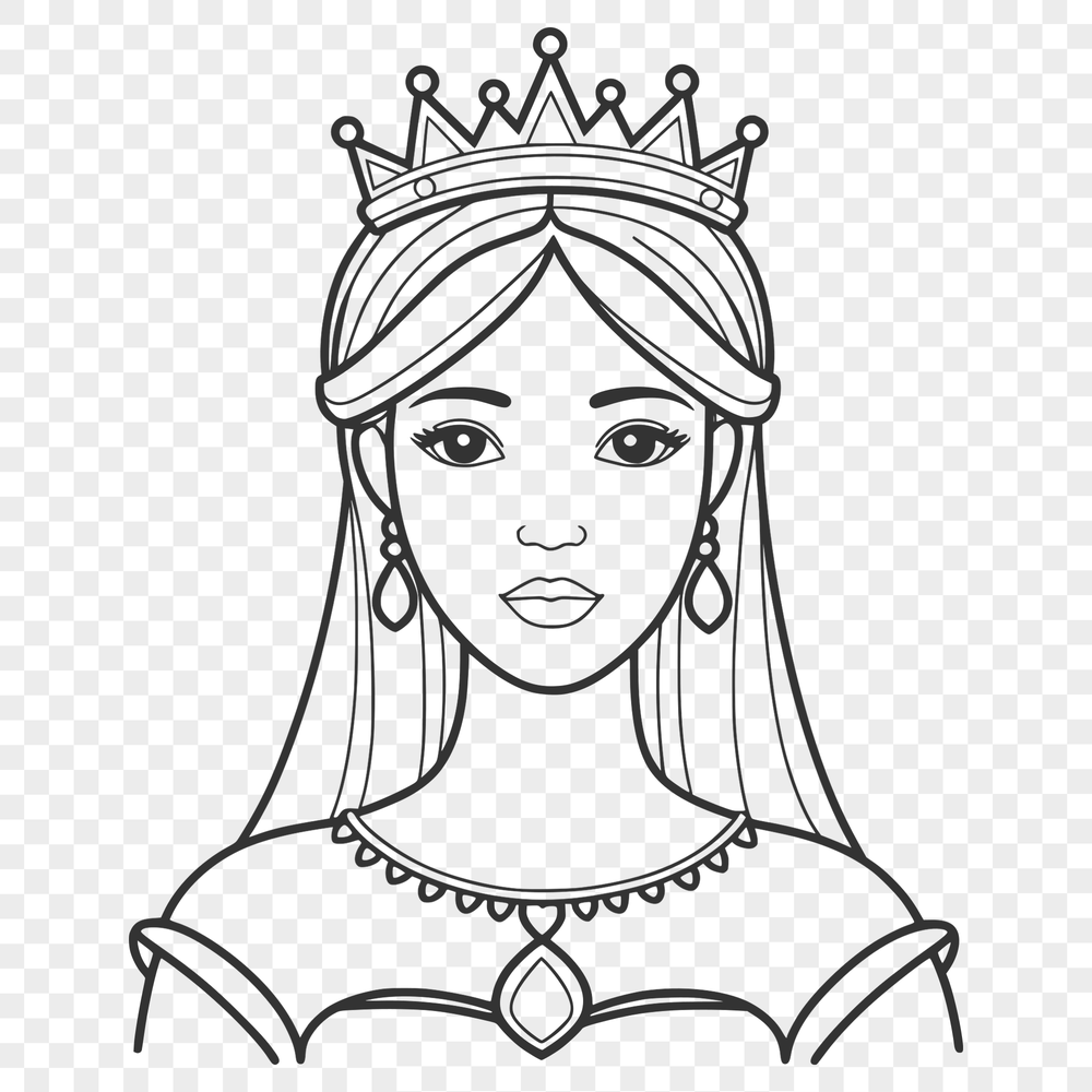 Girl's Fairy Tale Portrait A vector graphic image of a girl dressed as a princess, suitable for various design applications.