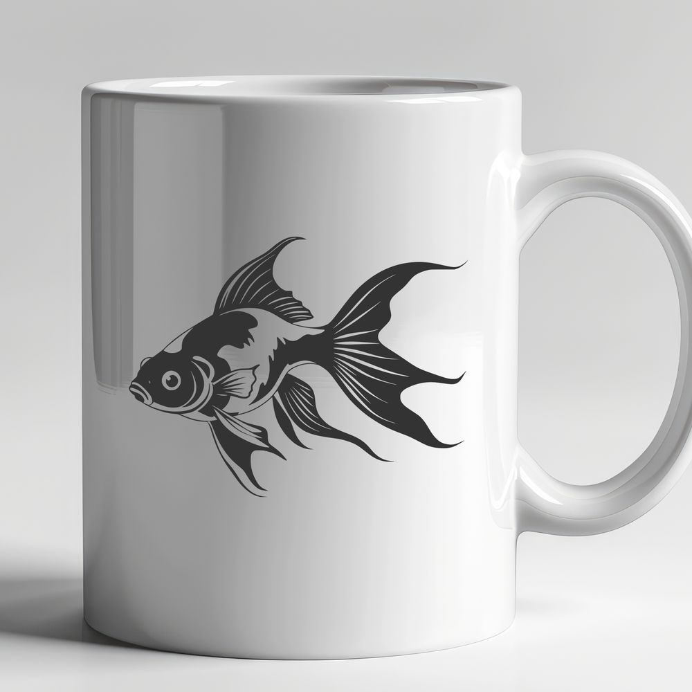 Swimming in Water - Vector Fish Design Illustration of a single goldfish swimming in water, designed as vector art for digital use.
