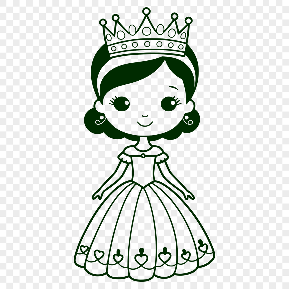 Royal Girl Vector Clip Art A young female princess figure created in vector art, suitable for various cutting machines like Cricut or laser cutter.
