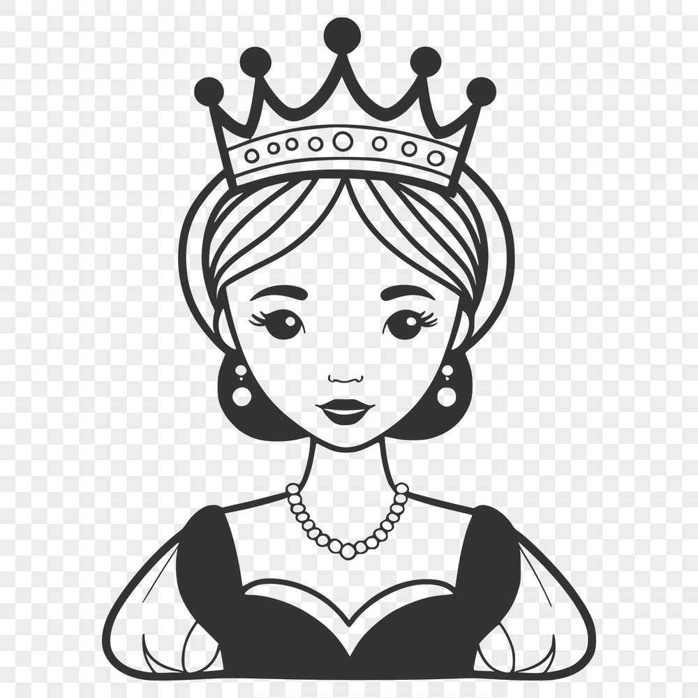Royally Designed SVG Illustration Digital drawing of a girl in a royal dress, created as a scalable graphic.
