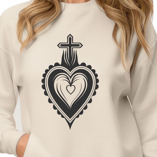 Stylized Sacred Heart Icon A stylized illustration of the Sacred Heart symbol, suitable for various applications including digital design and crafting.