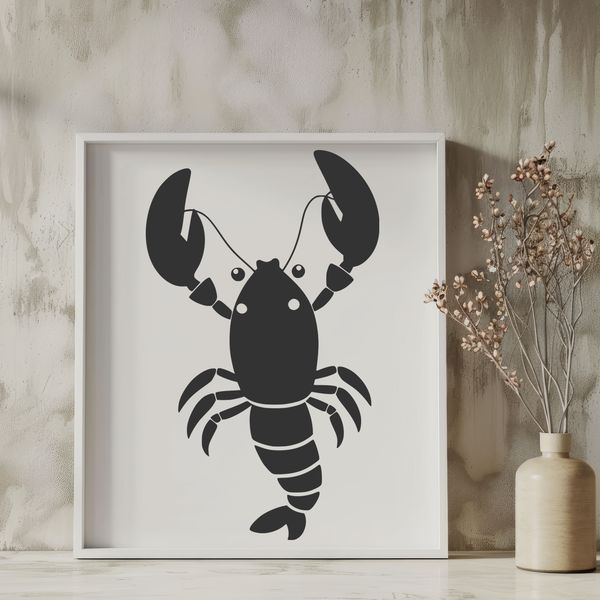 Marine Creature Graphic A digital illustration of a marine crustacean, commonly known as a lobster.