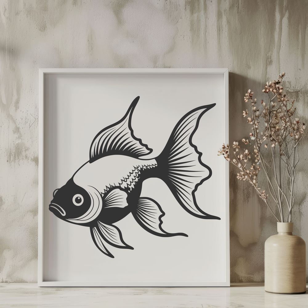 Vibrant Goldfish Clip Art A digital illustration of a goldfish with vibrant colors, suitable for various design applications.