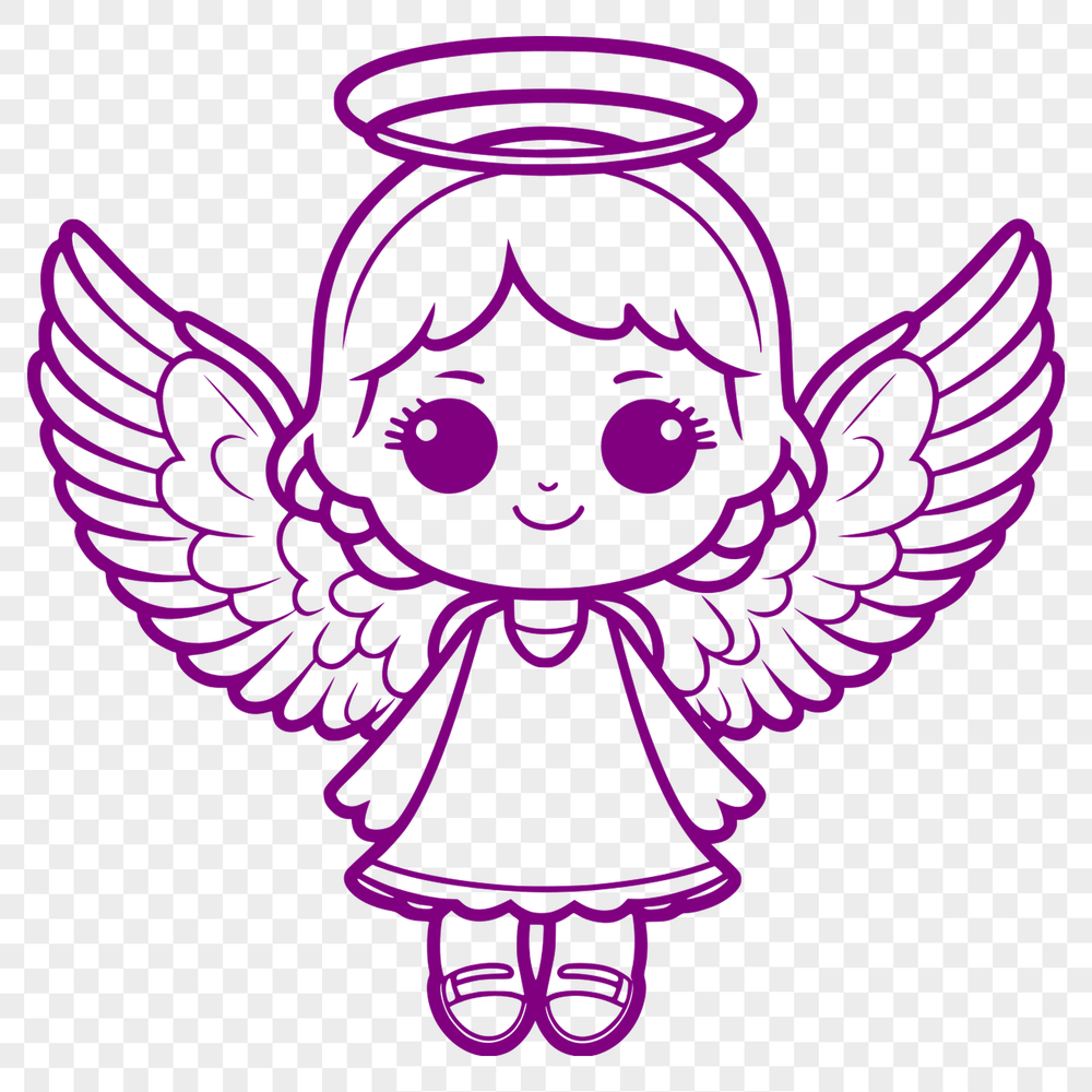 Celestial Wings Illustration A stylized illustration of a celestial being with wings and a halo, suitable for vector graphics.