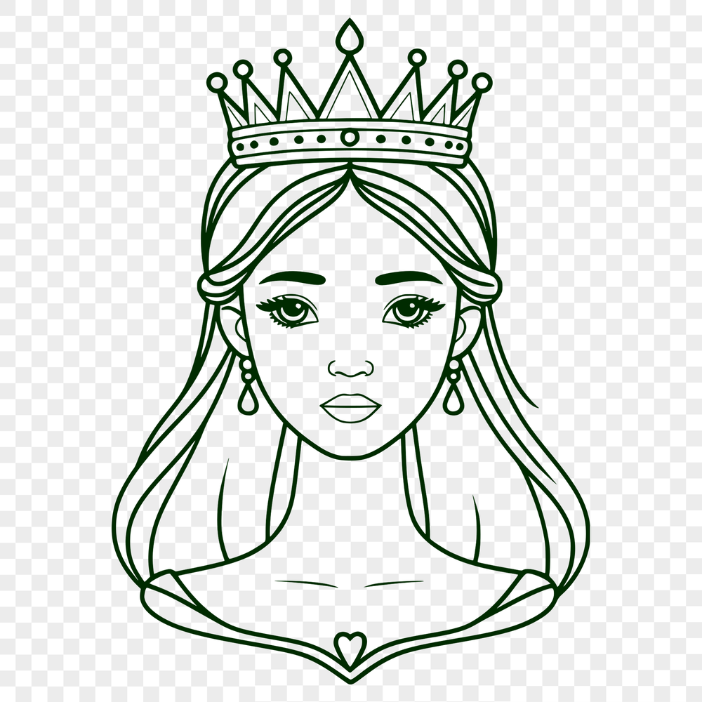 Vector Princess Character Design An illustrated female character in a royal gown, suitable for vector design and cutting machine use.