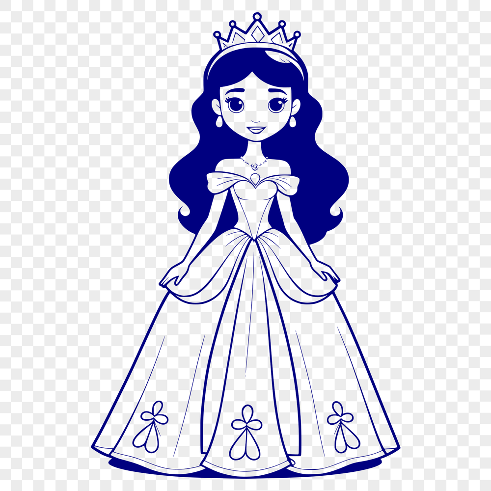 Vector Illustration of a Beautiful Girl A young female character wearing a crown and a flowing gown.