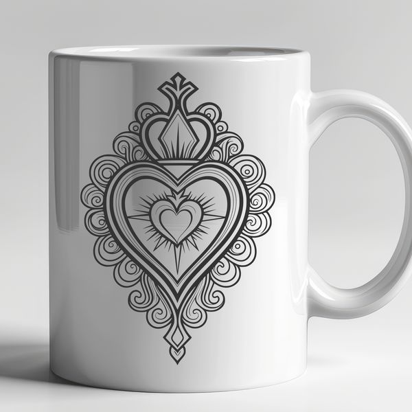 Sacred Heart Icon with Flame SVG icon of the Sacred Heart with a flame, suitable for religious designs and vector art projects.