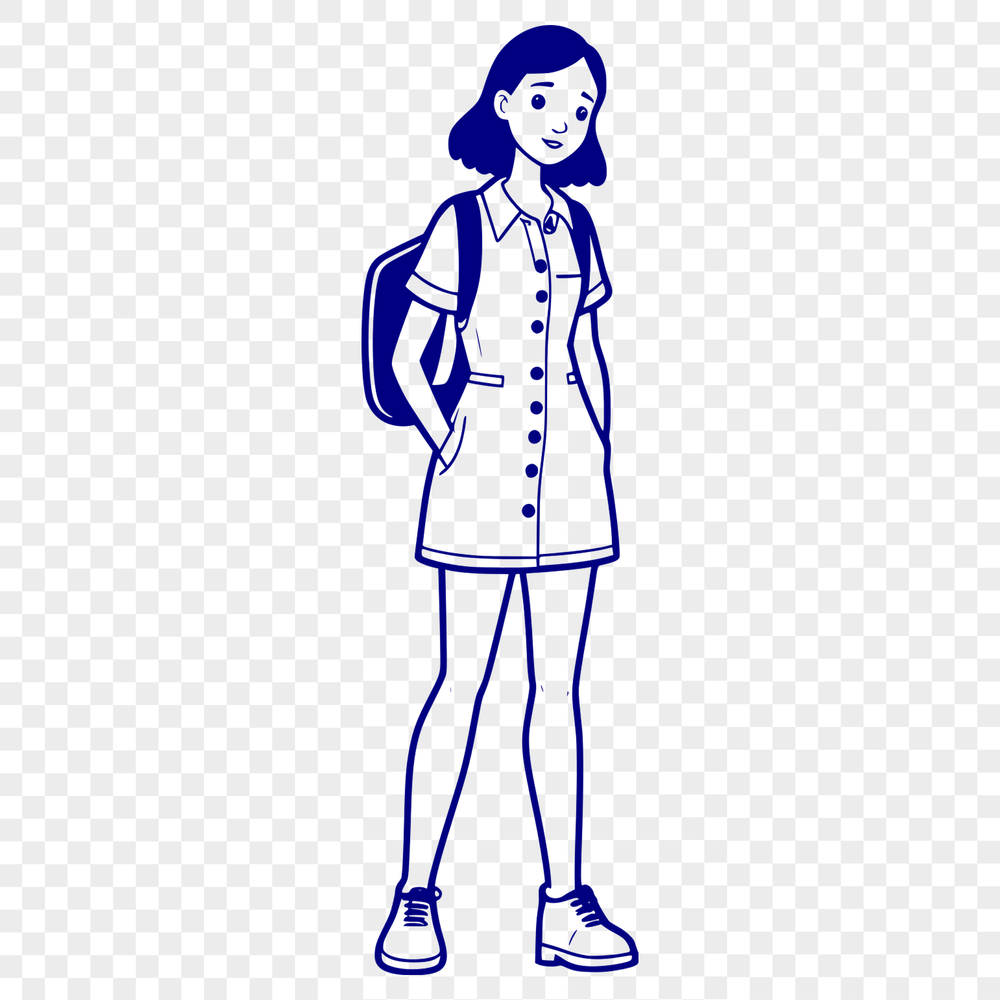 Whimsical Girl Character Vector Art Illustrated girl character in vector format suitable for digital crafting and cutting machine designs.