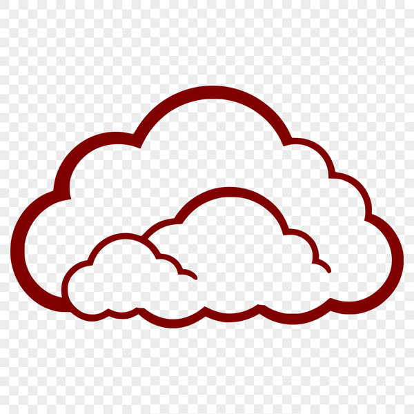 Simple White Cloud SVG Design A simple white cloud design made from interconnected lines and shapes, suitable for use in graphic design projects.