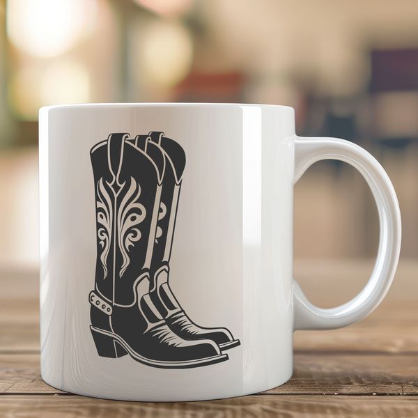 Western-inspired Vector Footwear A pair of cowboy boots in vector format, suitable for cutting out with a Cricut or laser cutter.