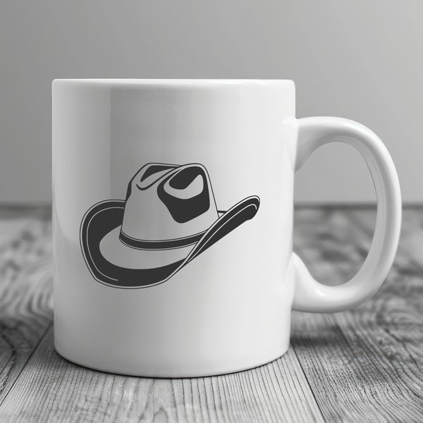 A stylized illustration of a classic cowboy hat, suitable for vector graphics and digital design projects.