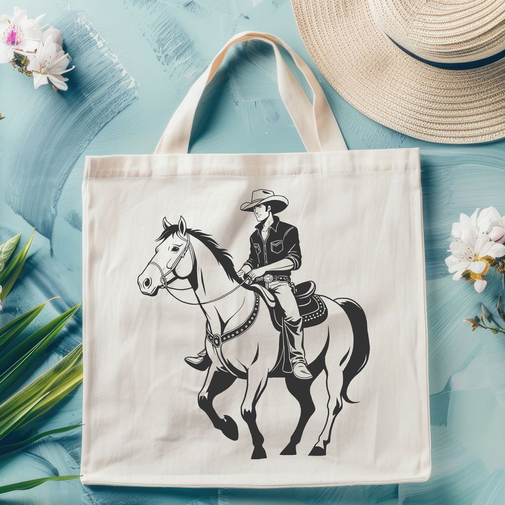 Free Cowboy Clip Art Image A cowboy standing on a field with a horse, wearing a hat and boots.