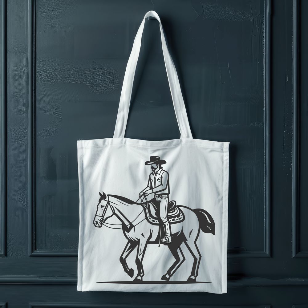 Stylized Cowboy SVG Graphics A stylized illustration of a cowboy standing on a horse, suitable for vector graphics.