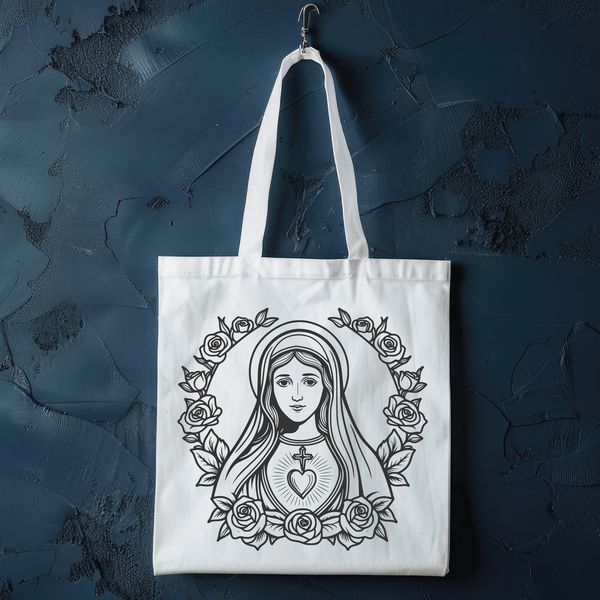 Floral Heart Iconography for Religious Art A stylized illustration of the Immaculate Heart in a floral design, suitable for religious contexts.