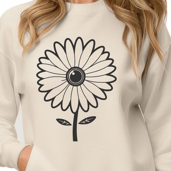 Beautiful Hand-Drawn Daisy Icon A high-quality vector design of a single daisy in a clean and minimalist style.