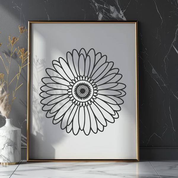 Beautiful Daisy Clip Art SVG A detailed illustration of a daisy flower with multiple petals.