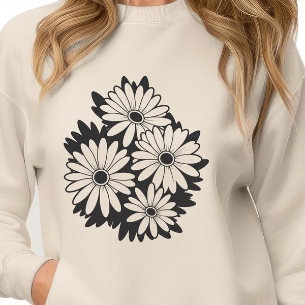 Detailed Daisy SVG Image for Cutting Machines A detailed illustration of a single daisy flower, suitable for vector design and editing.