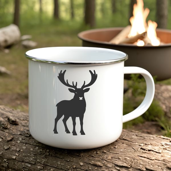 An antlered deer with a red nose, depicted in a simple vector style.