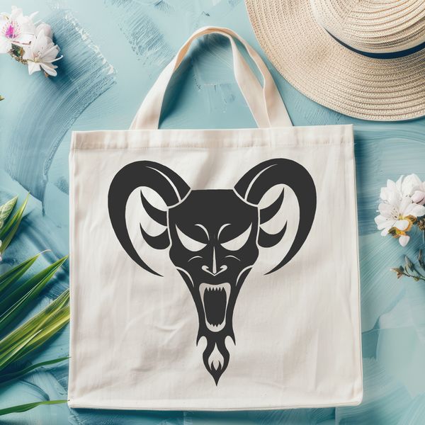 Satanic Icon with Horns and Wings A satanic figure with horns and wings, suitable for Halloween decorations or designs.