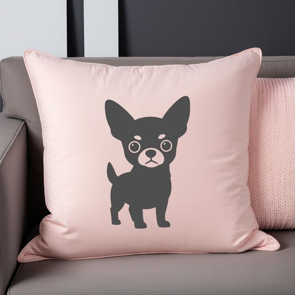 A close-up silhouette of a small Chihuahua dog's face.