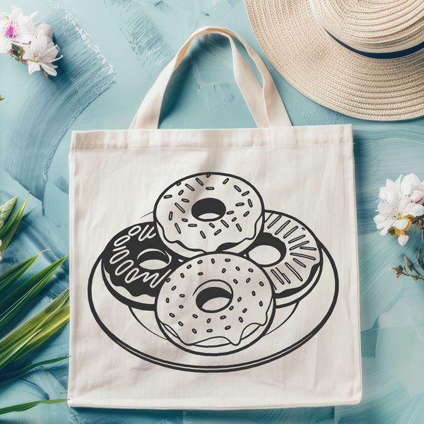 A colorful illustration of a donut with frosting and sprinkles, suitable for use as vector art in graphic design.