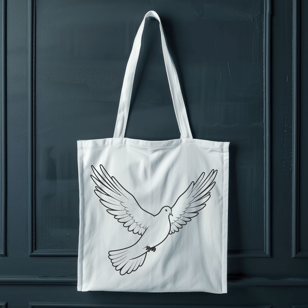 Vector Dove Design SVG File A white dove perched on a branch, depicted in vector design style.