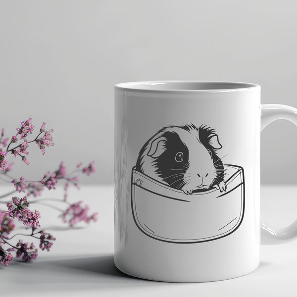 Cute Pocket Companion SVG Design A vector illustration of a happy guinea pig in a pocket, suitable for various applications.