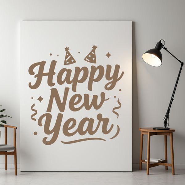 SVG illustration of the New Year's theme, featuring inspirational quotes in a minimalist design.