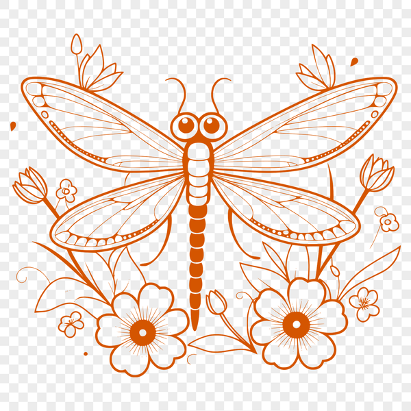 Beautiful Insect Vector Art Design A detailed illustration of a dragonfly with intricate details and delicate features.