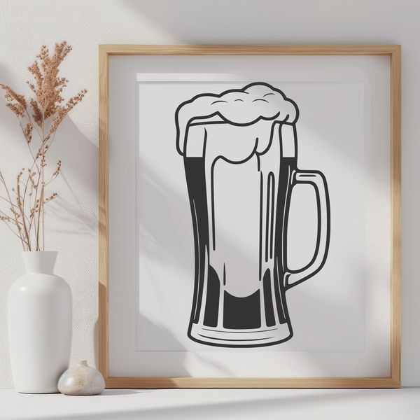 Glass of Beer Illustration A digital illustration of a glass containing beer, designed as vector art for various applications.