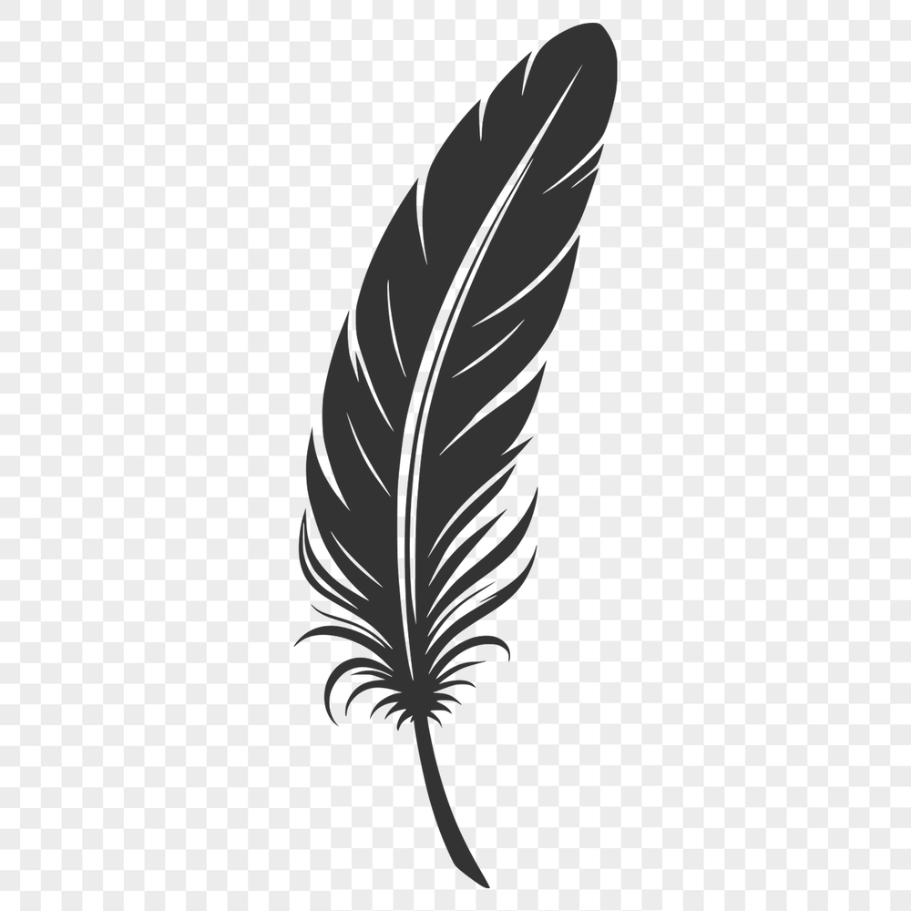 Isolated Feather Icon A single feather isolated on a white background.