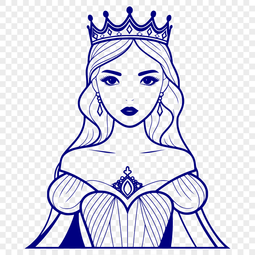 A young female princess character designed as vector art for crafting and design projects.