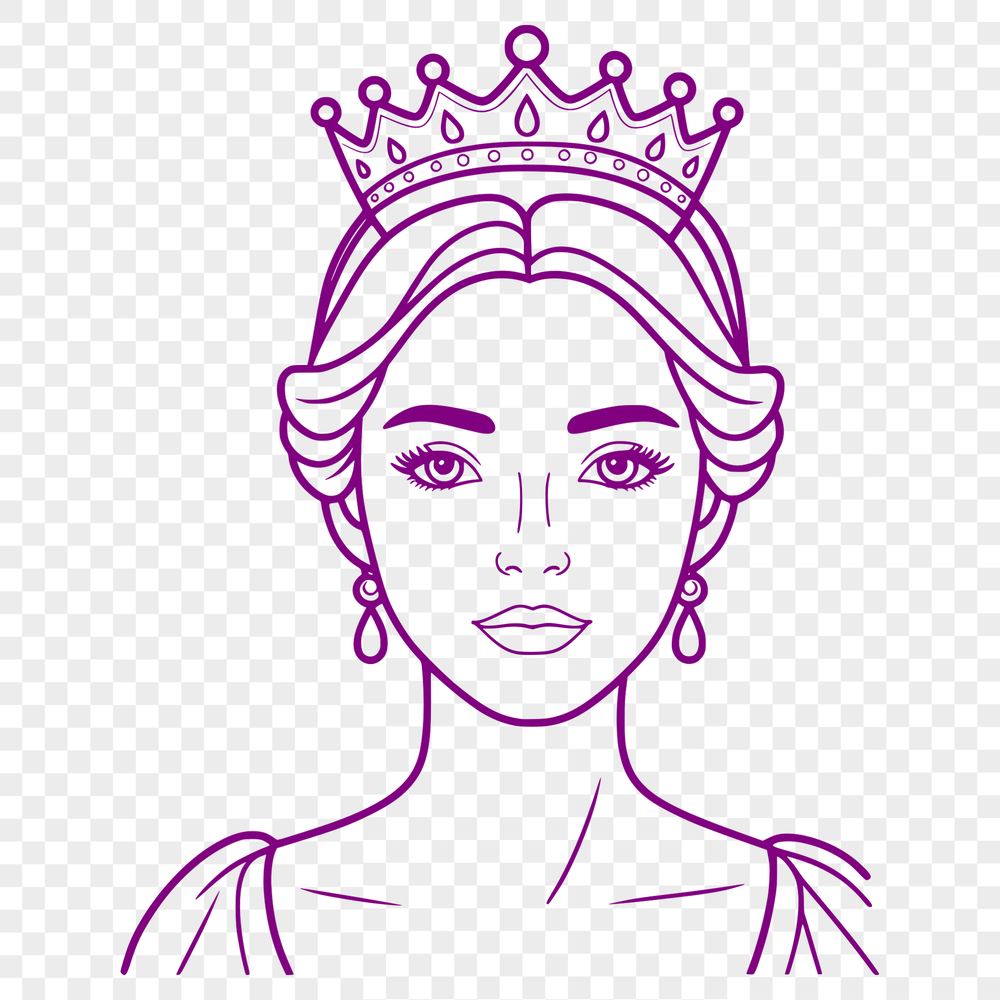 A vector illustration of a young princess wearing a crown.