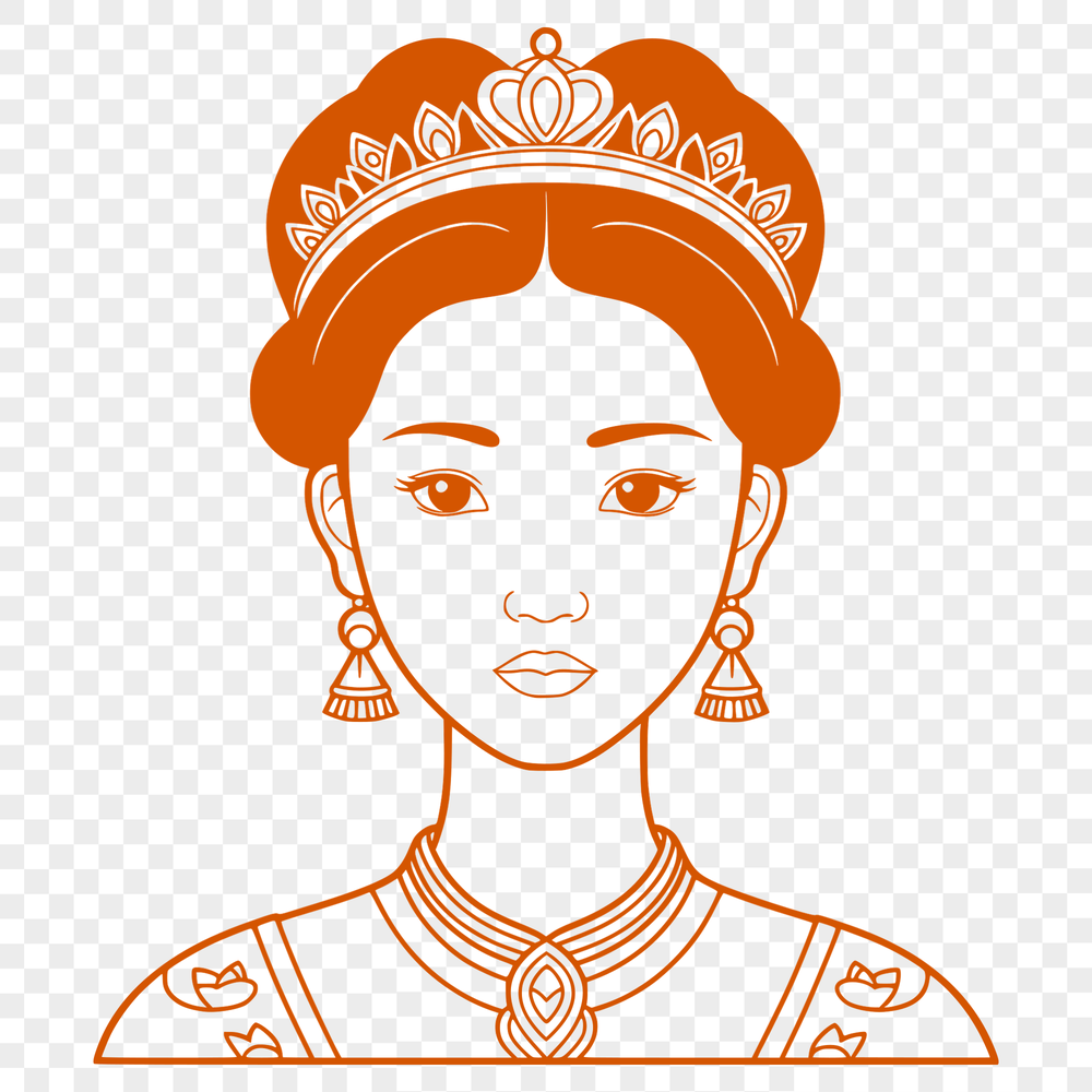 Royal Female Vector Design A royalty-inspired female character designed as vector art for digital use.