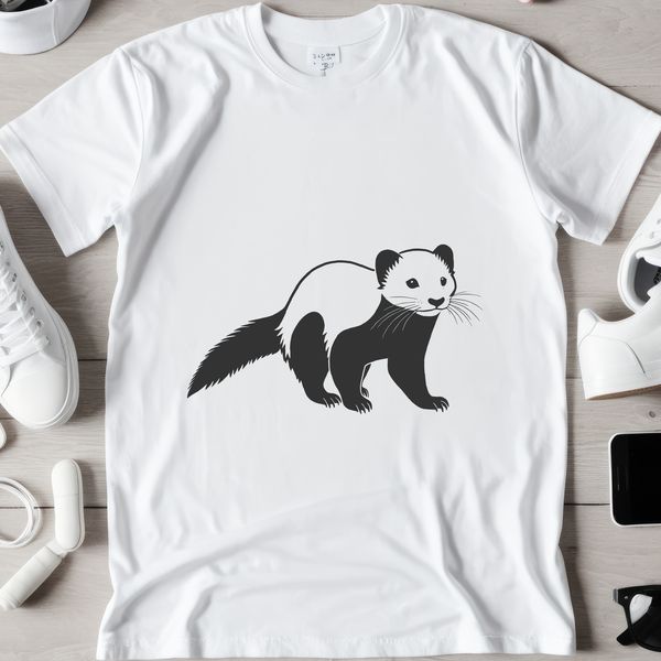 Cute Ferret Silhouette Design A detailed illustration of a ferret, suitable for vector-based designs and crafts.