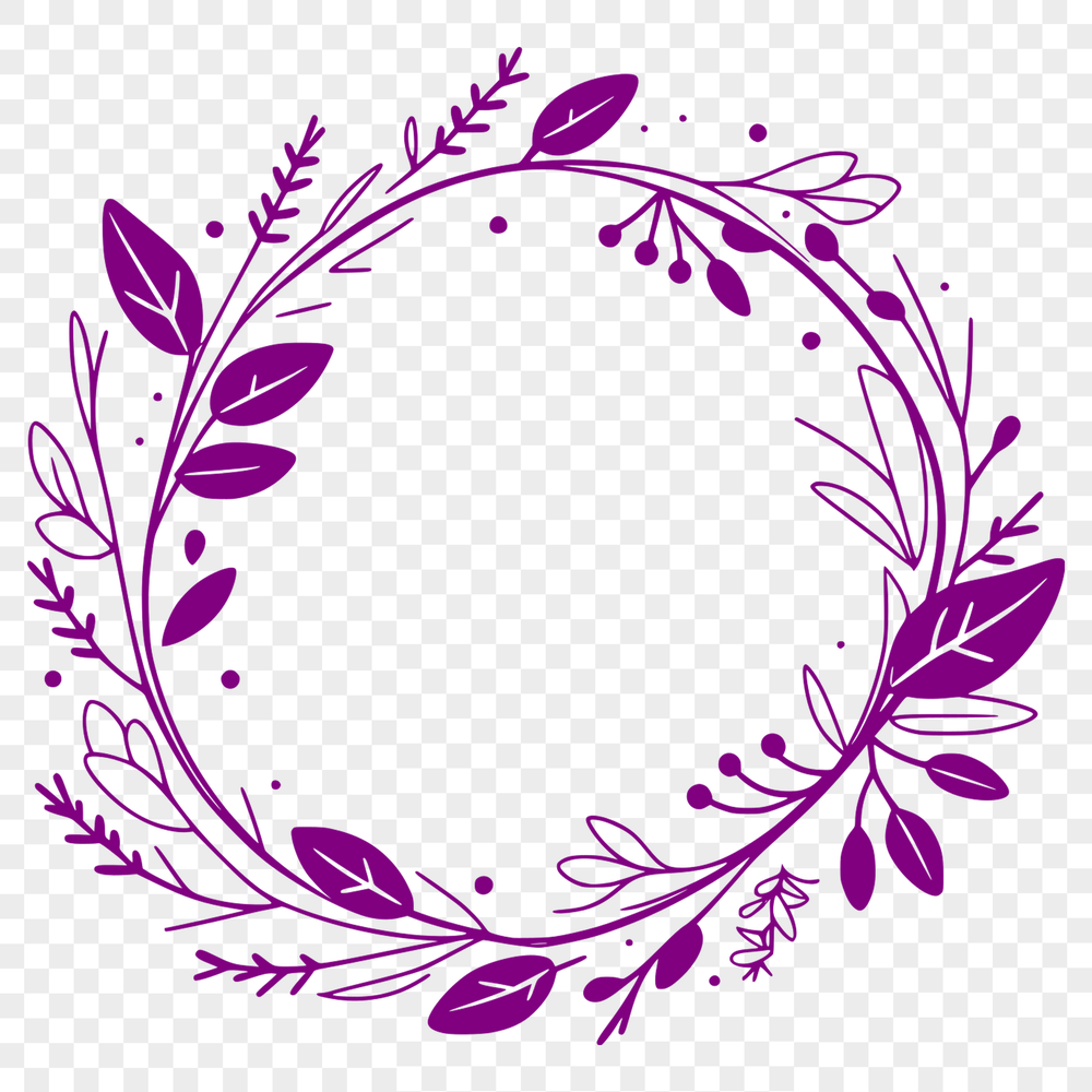 Scalable Floral Wreath Graphic A hand-drawn floral wreath designed as a scalable vector graphic.