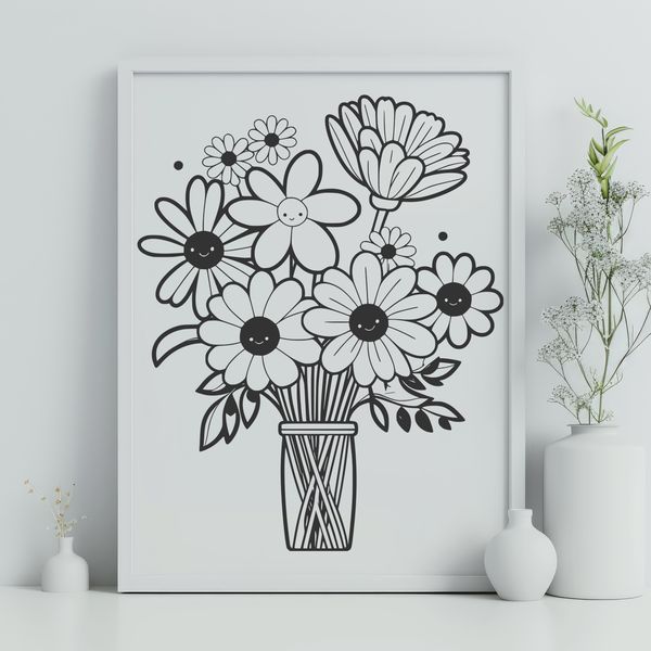 A colorful bouquet of flowers in a decorative arrangement, ideal for wedding decorations or Mothers Day gifts.