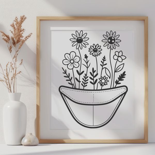 Floral Pocket Design A stylized illustration of a flower-shaped pocket, ideal for vector-based projects.